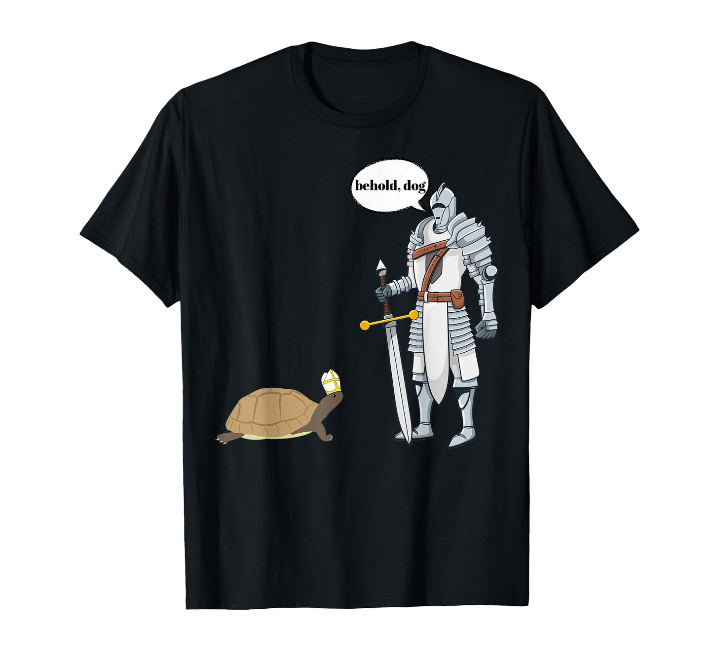 Behold Dog Funny Turtle Wearing A Priest Hat Hilarious Gamer T-Shirt