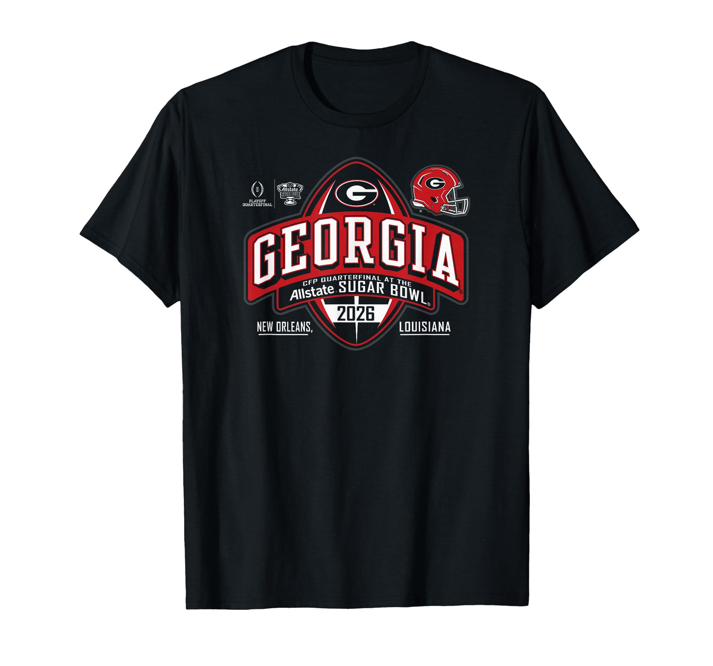 Georgia Bulldogs Sugar Bowl 2025-2026 CFP Quarterfinal Black T-Shirt