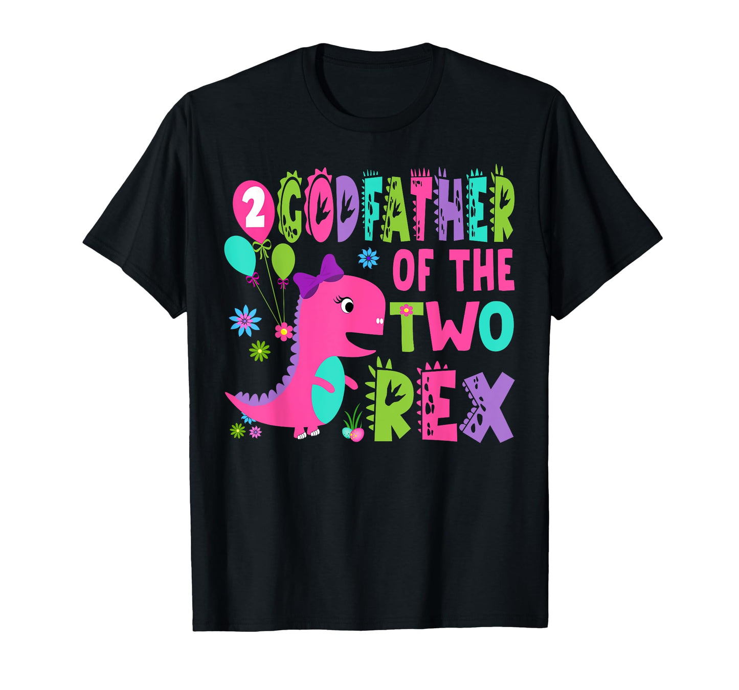Godfather Of The Two Rex 2Nd Birthday Boy Dinosaur T-Rex T-Shirt