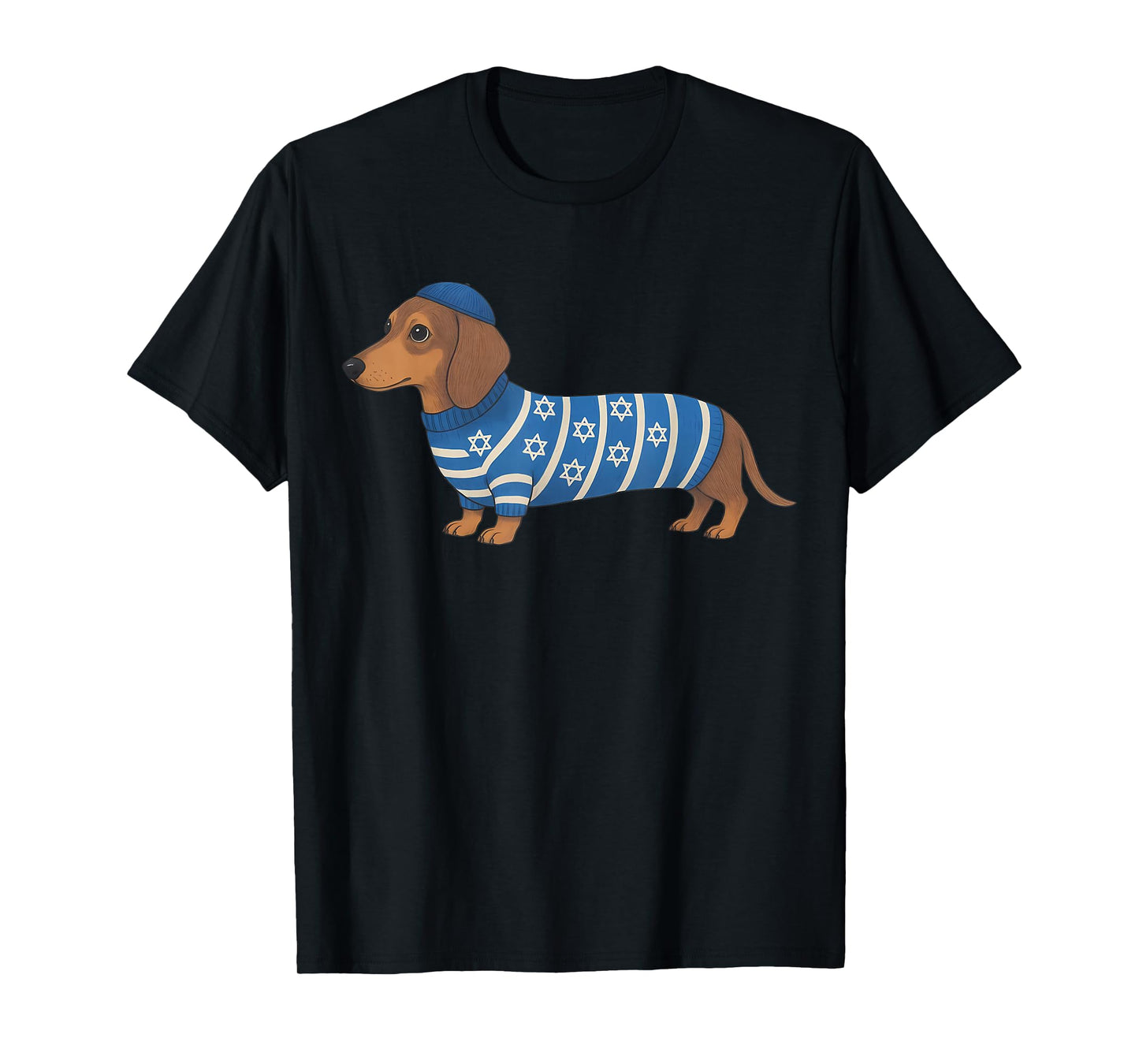 Hanukkah Dachshund Funny Wiener Dog Holiday Sweater Festive T-Shirt