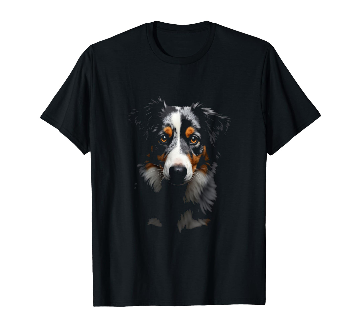 Black Australian Shepherd Dog Aussie Face T-Shirt