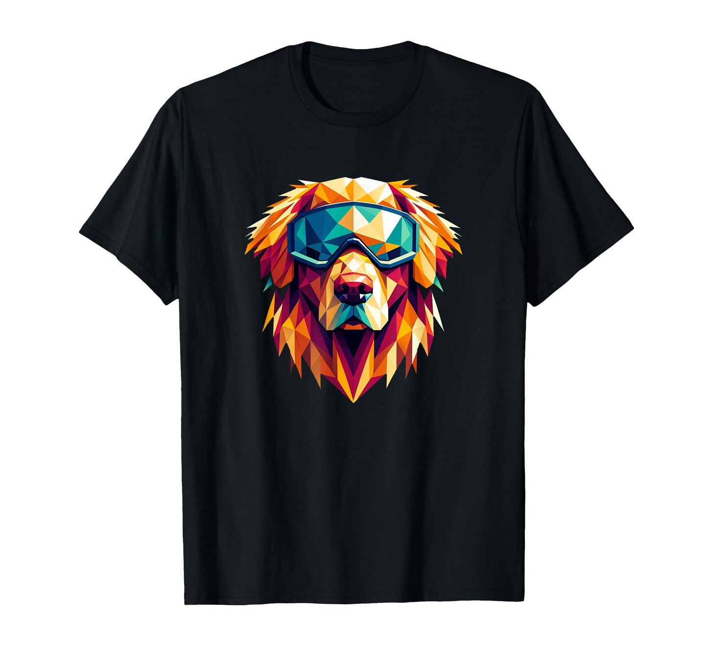 Golden Retriever Dog Wearing Ski Snowboard Goggles Geometric T-Shirt