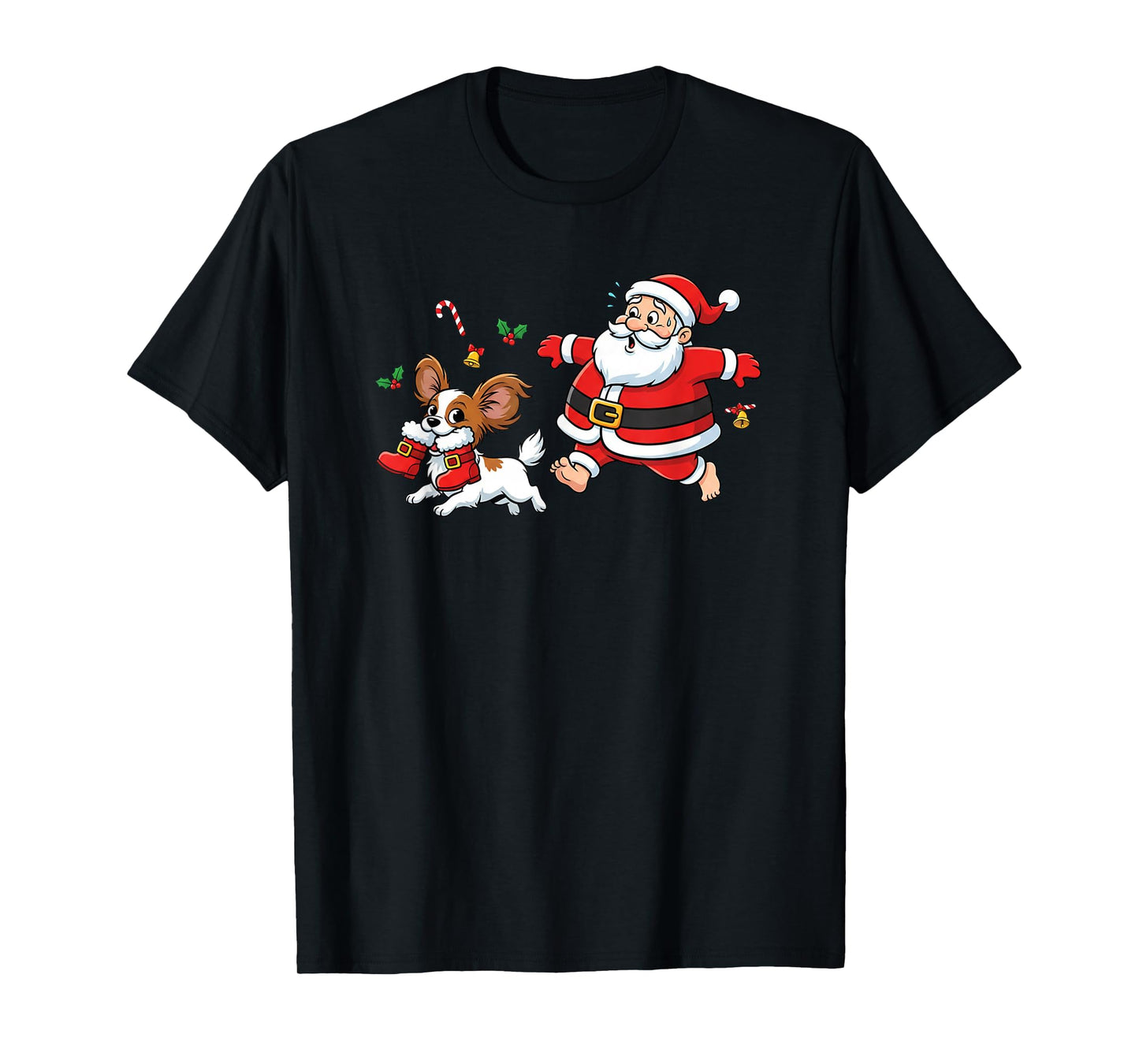 Funny Papillon Santa Claus Boots Christmas Womens Mens Kids T-Shirt