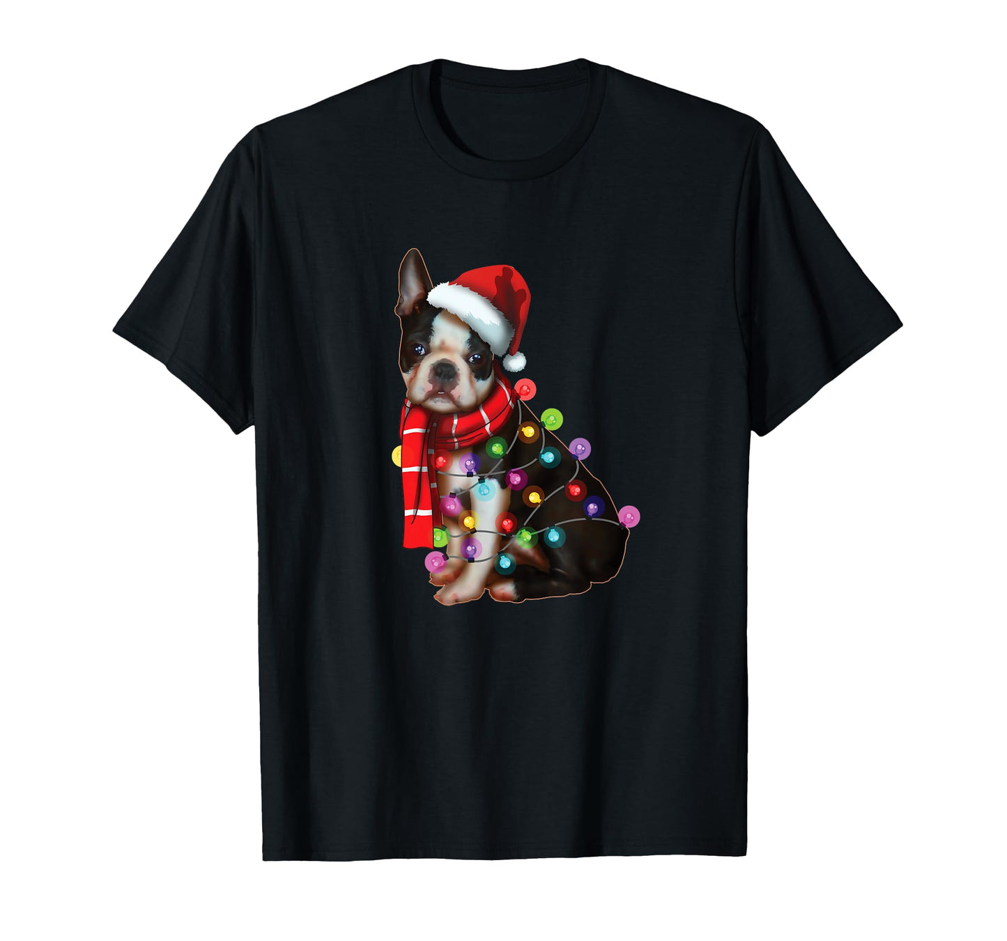 Christmas Santa Dog, Boston Terrier, Dog Lovers, Xmas T-Shirt