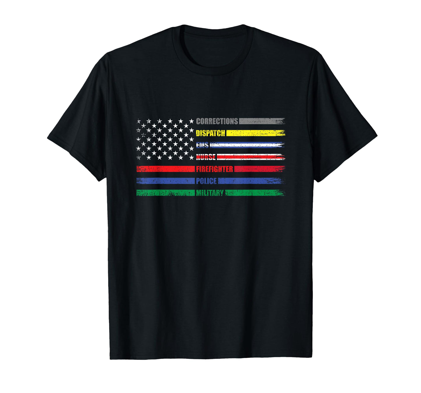 First Responder American Flag EMS POLICE NURSE MILATARY FIRE T-Shirt