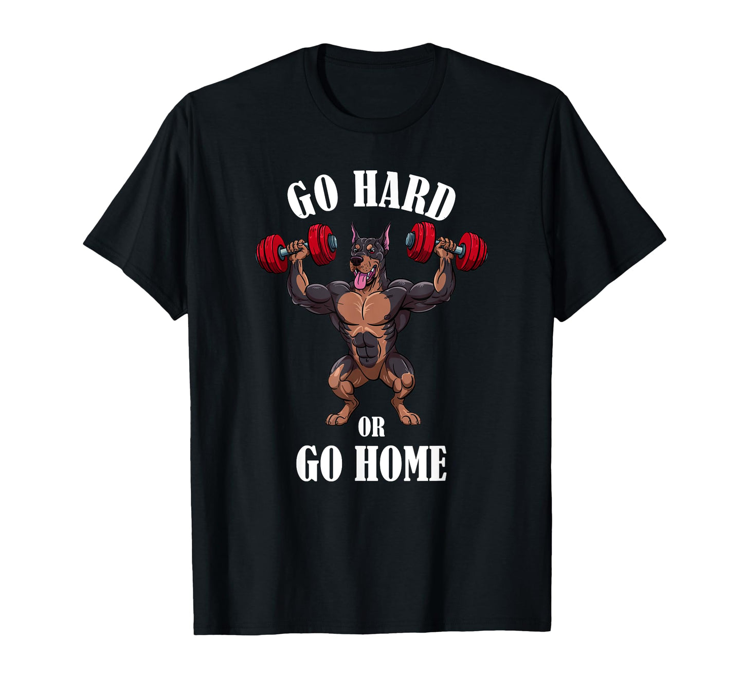Doberman Pinscher Workout Dumbbells Weightlifting Funny Gym T-Shirt