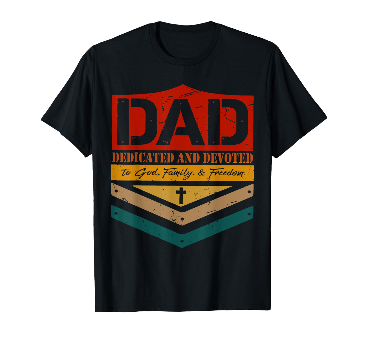 Vintage Dad Dedicated & Devoted Happy Fathers Day Christian T-Shirt