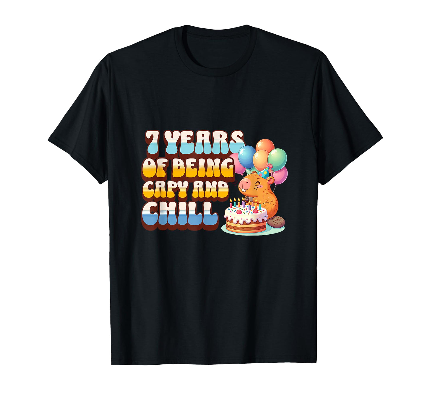7 Years Capy Bday Cute Capybara 7th Kids Birthday Party T-Shirt