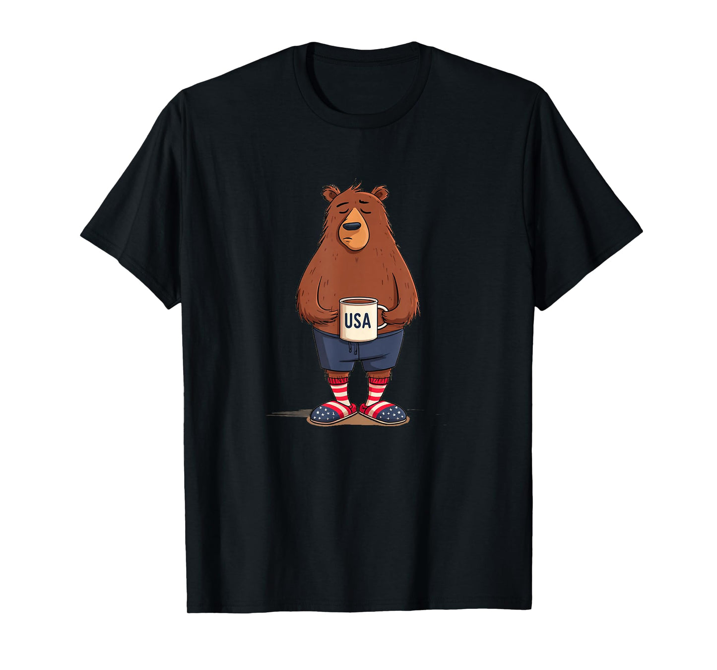 Funny Sleepy Bear in US Colors Costume T-Shirt