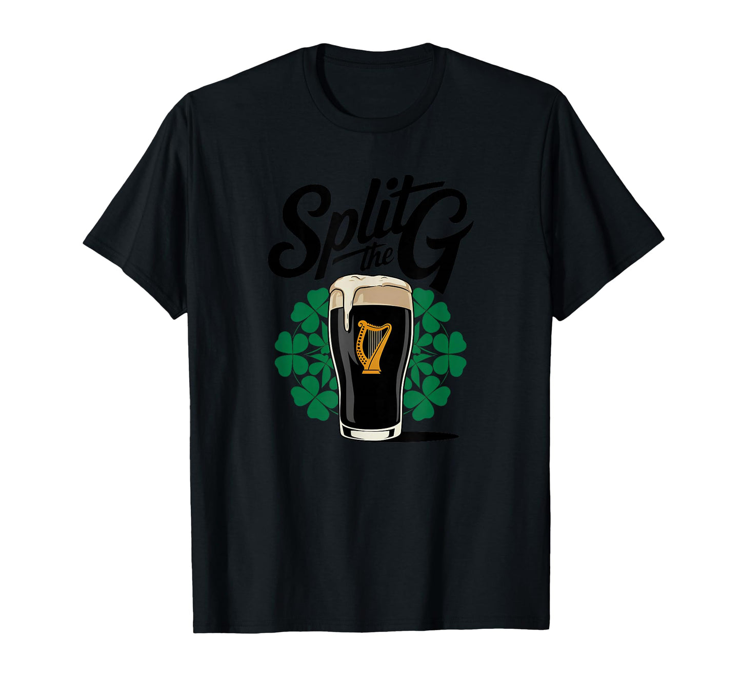 Irish Beer Split The G Shamrock Pint T-Shirt
