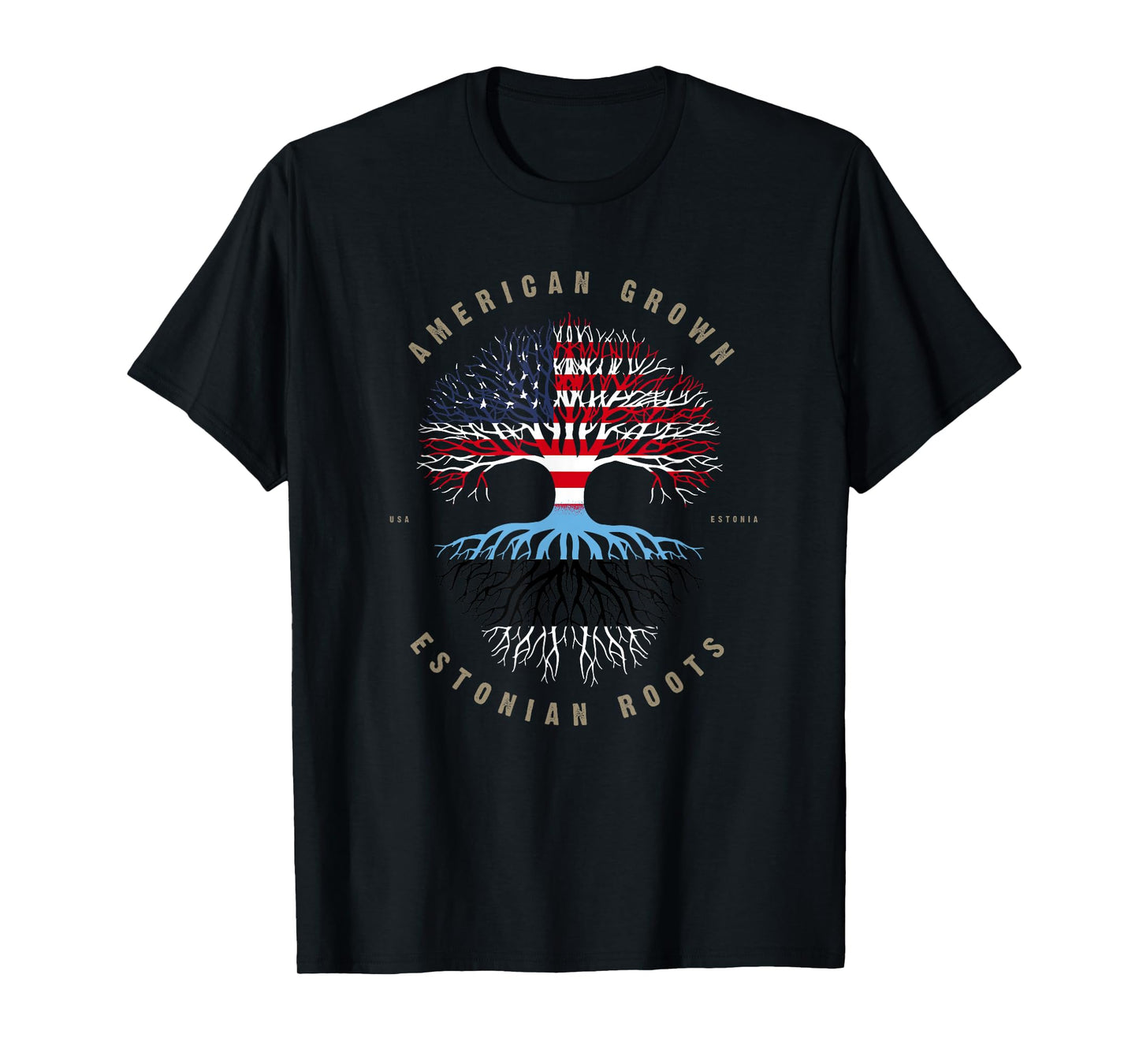 American Grown Estonian Roots Estonia Flag T-Shirt
