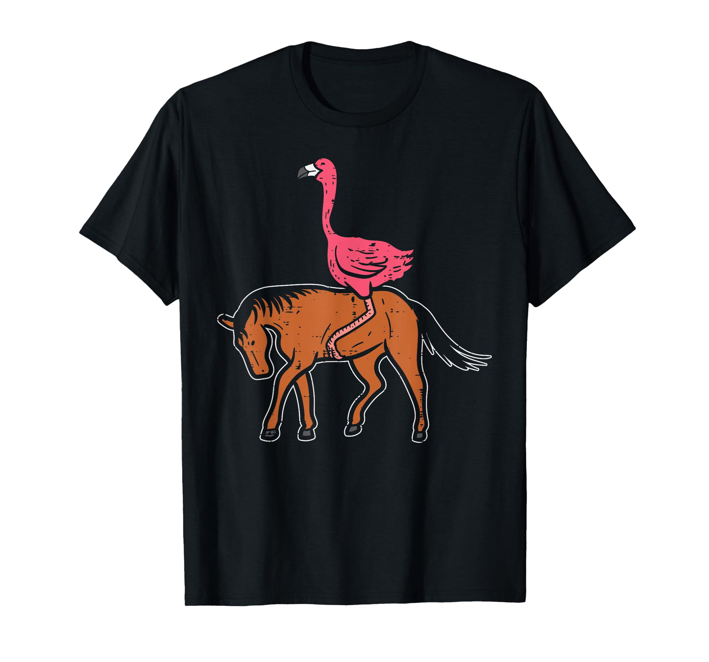 Flamingo Riding Horse Funny Bird Animal Lover Men Women Kids T-Shirt