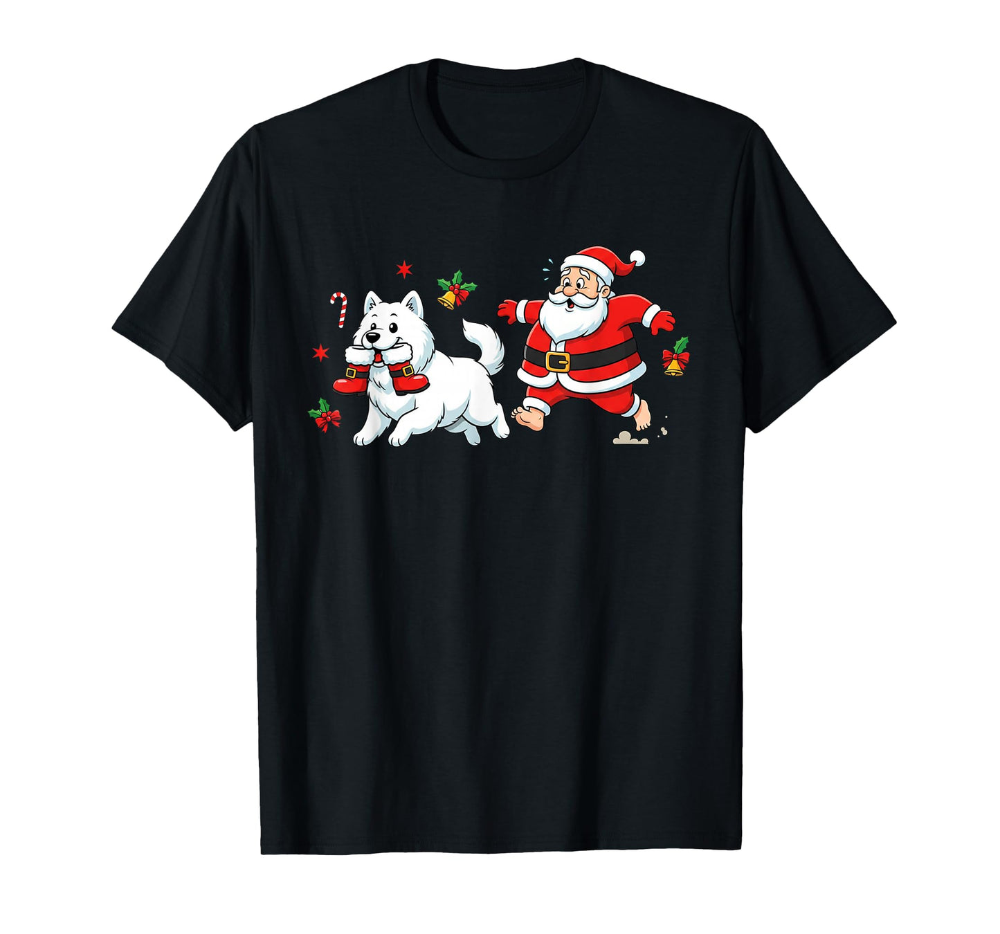 Funny Samoyed Santa Claus Boots Christmas Womens Mens Kids T-Shirt