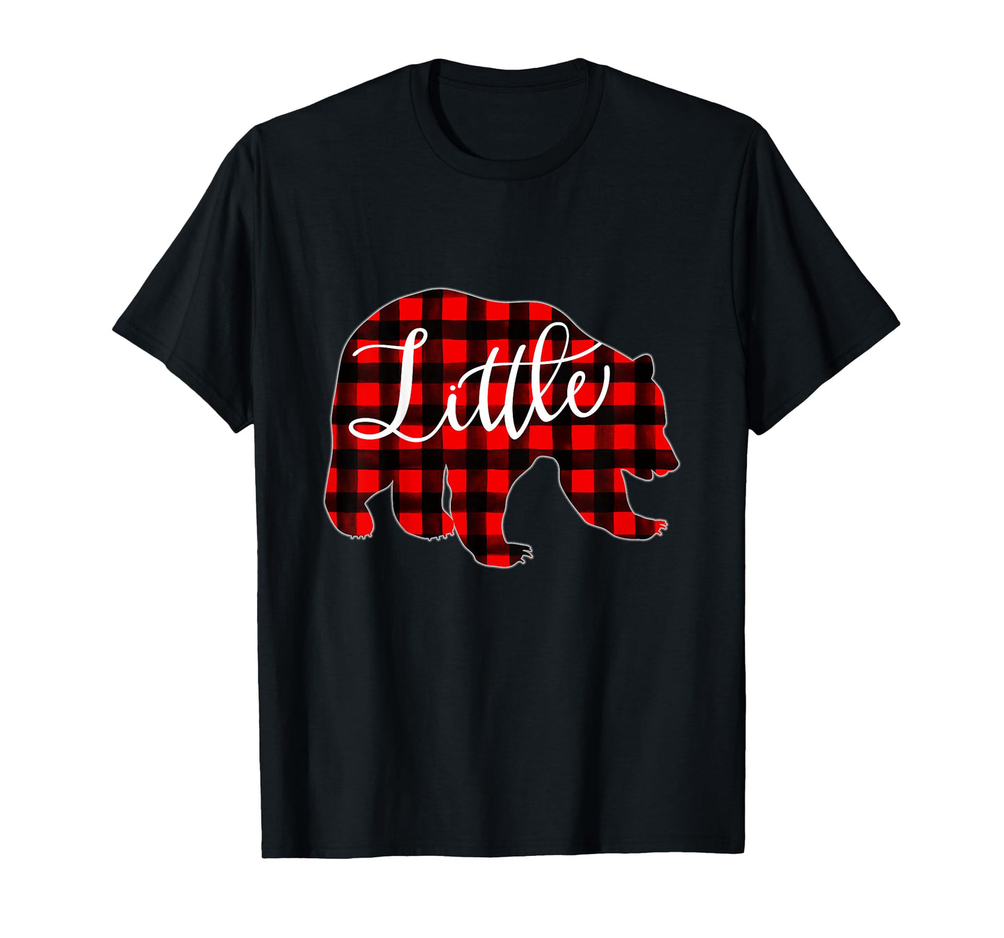 Kids Red Plaid Little Bear Matching Family Christmas Eve Buffalo T-Shirt