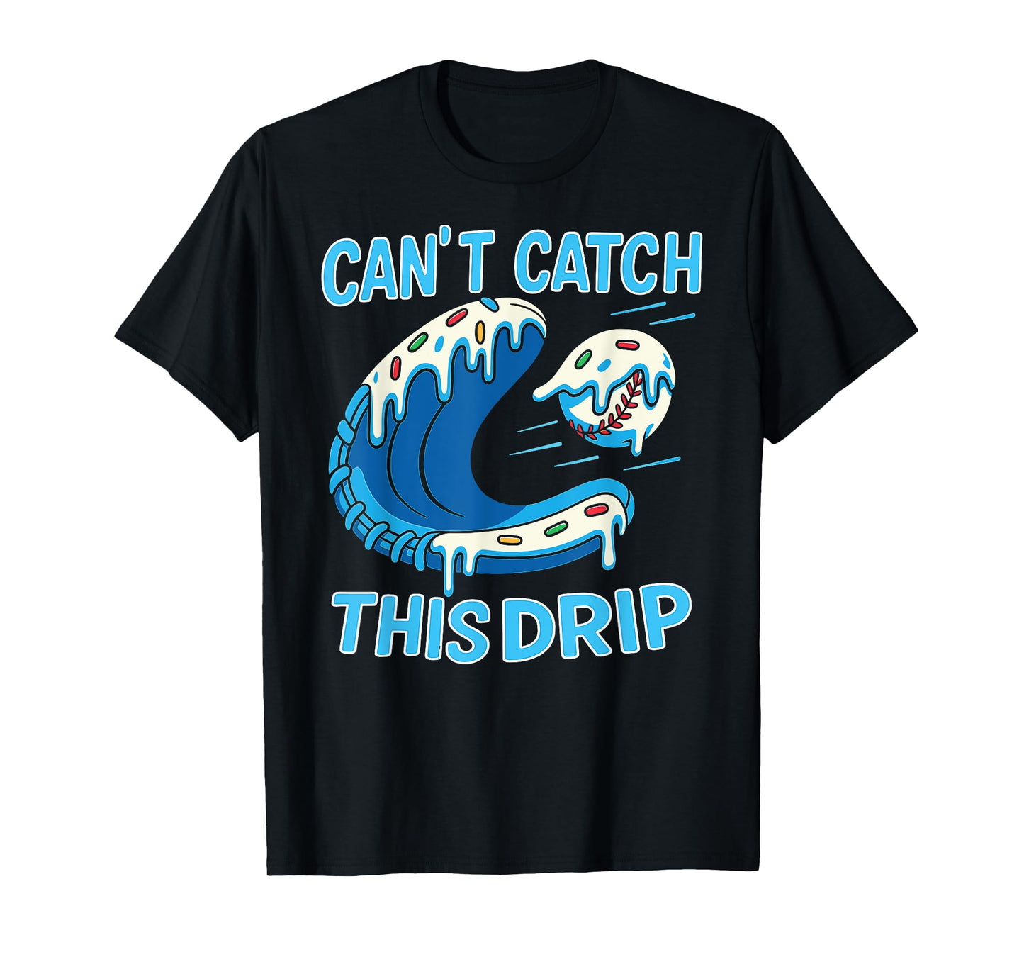Funny Player Catch Baseball Drip Boys Home Plate Ice Cream T-Shirt