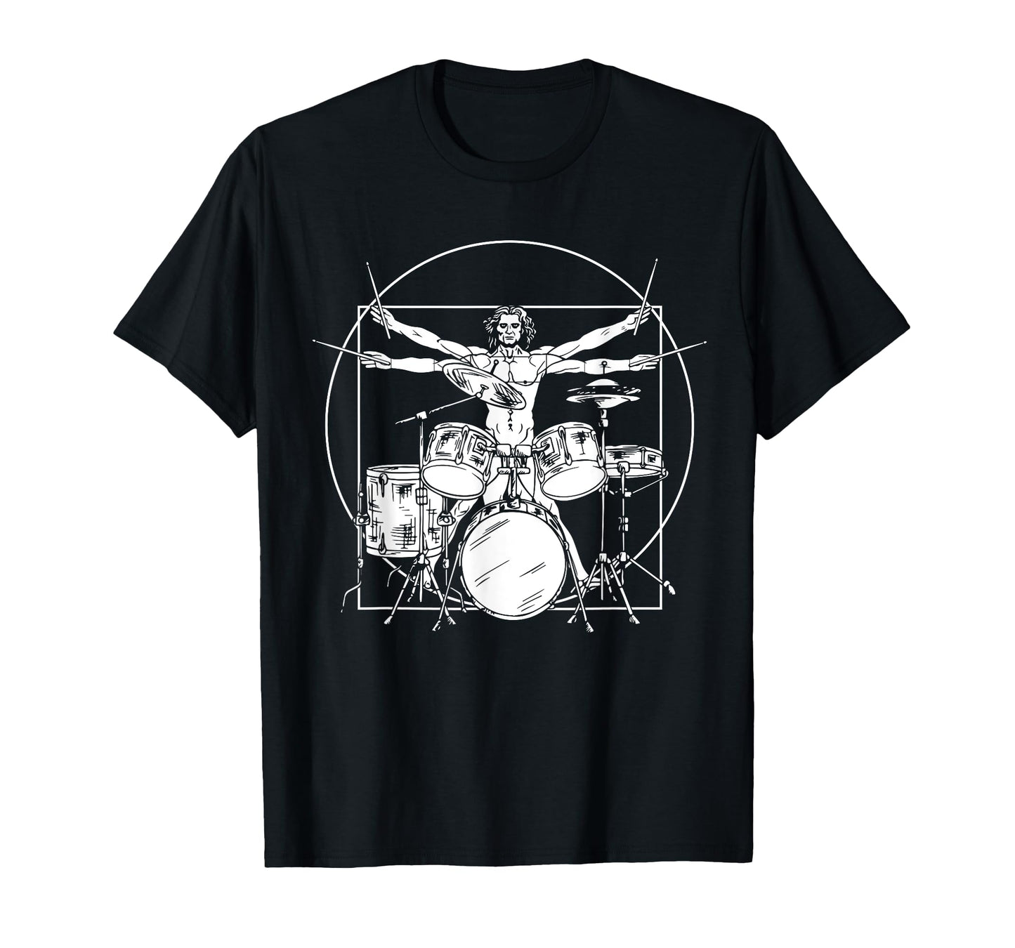 Vitruvian Drummer Da Vinci Drums Rock T-Shirt