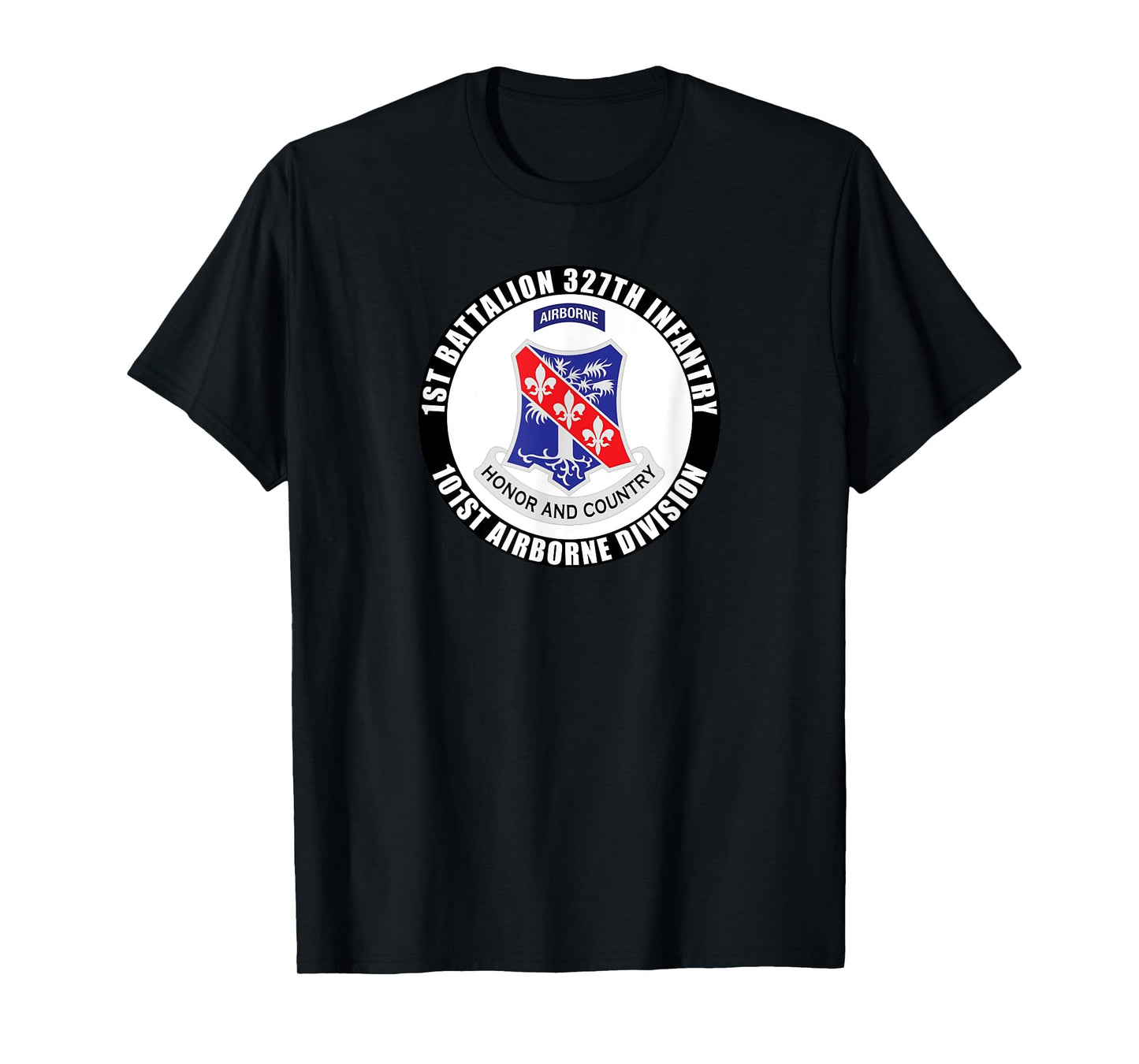 SoldierTees 1st Battalion 327th Infantry, 101st Airborne Division Veteran Unisex-Adult Black Classic Fit Short Sleeve T-Shirt