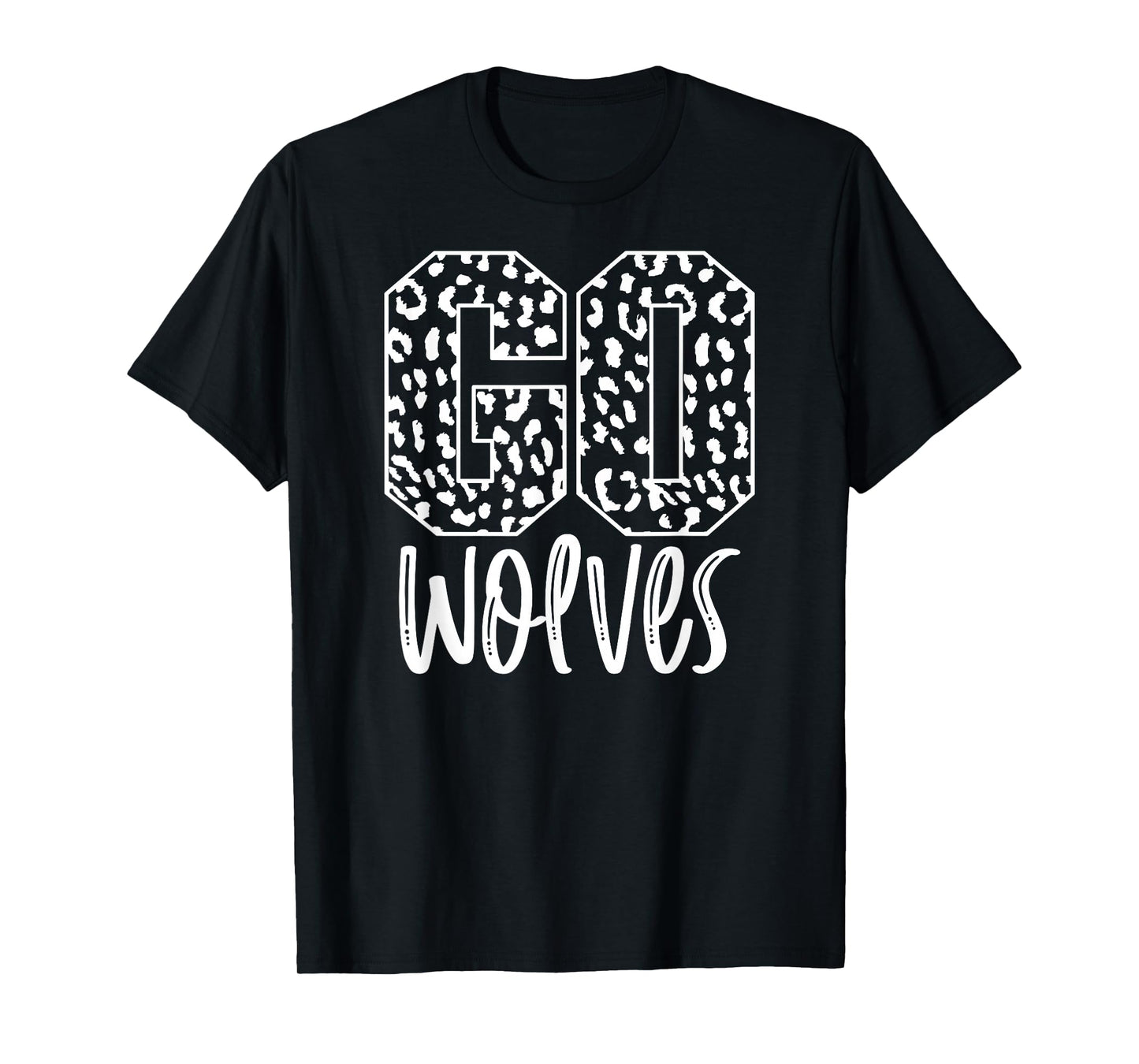 Wolves Team Mascot School Spirit Game Night Leopard Print T-Shirt