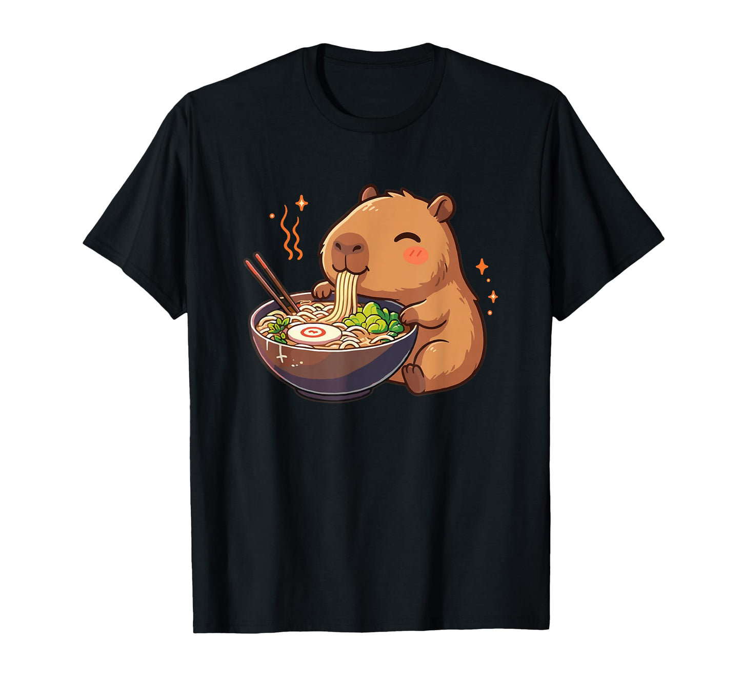 Capybara with Noodles Ramen Kawaii Capybara T-Shirt