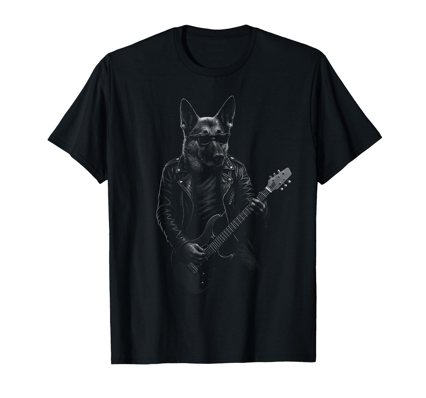 German Shepherd Playing Guitar Rock Music Dog Lover T-Shirt