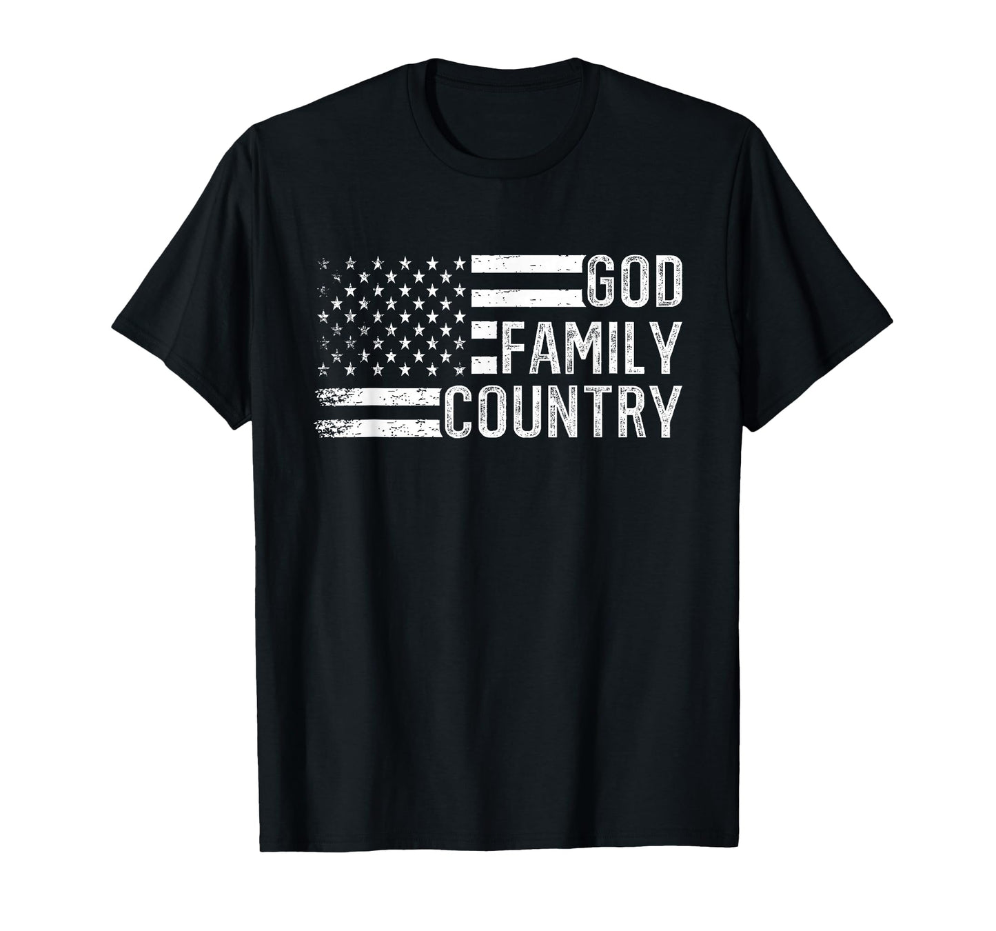 God Family Country - Patriotic Christian US Flag T-Shirt