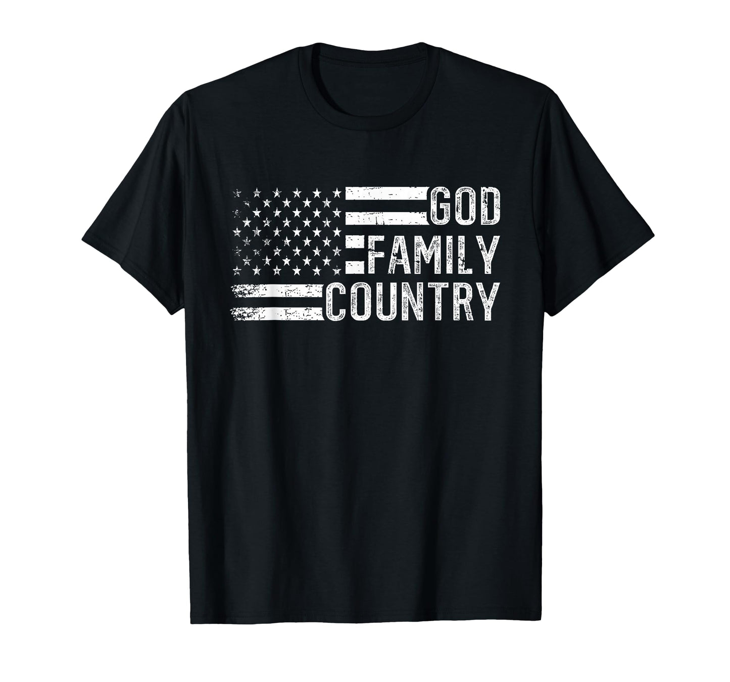 God Family Country - Patriotic Christian US Flag T-Shirt