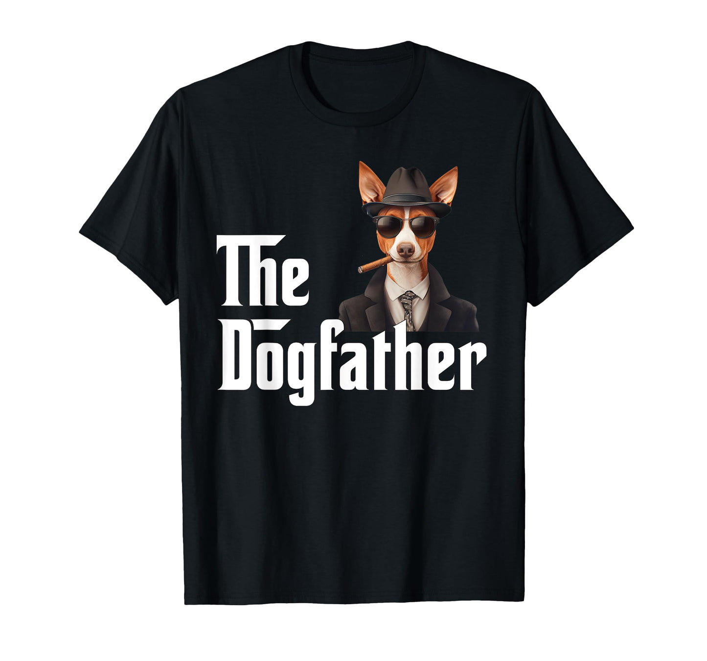 Funny Basenji Dog Dad Design - The Dogfather T-Shirt