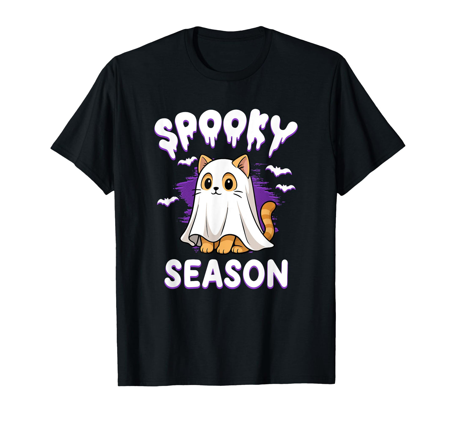 Funny Spooky Season Cat Ghost Cute Halloween T-Shirt