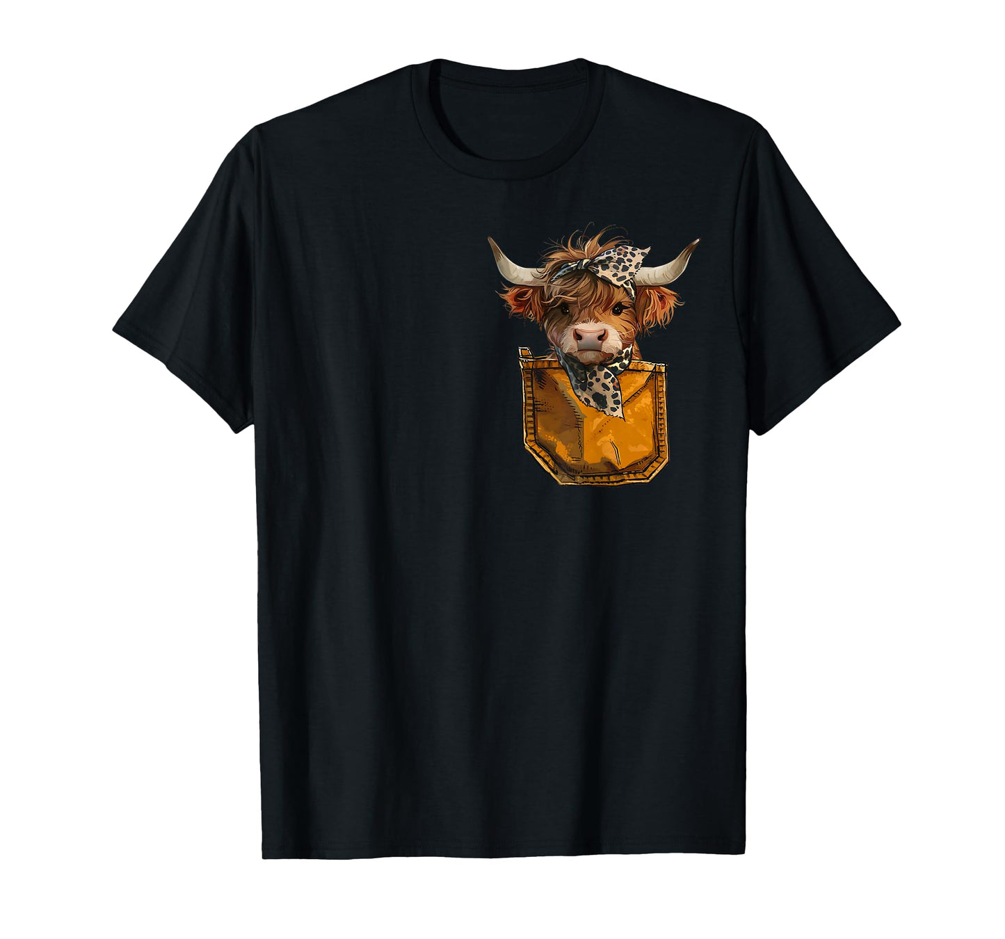 Cute Scottish Highland Pocket Cow T-Shirt