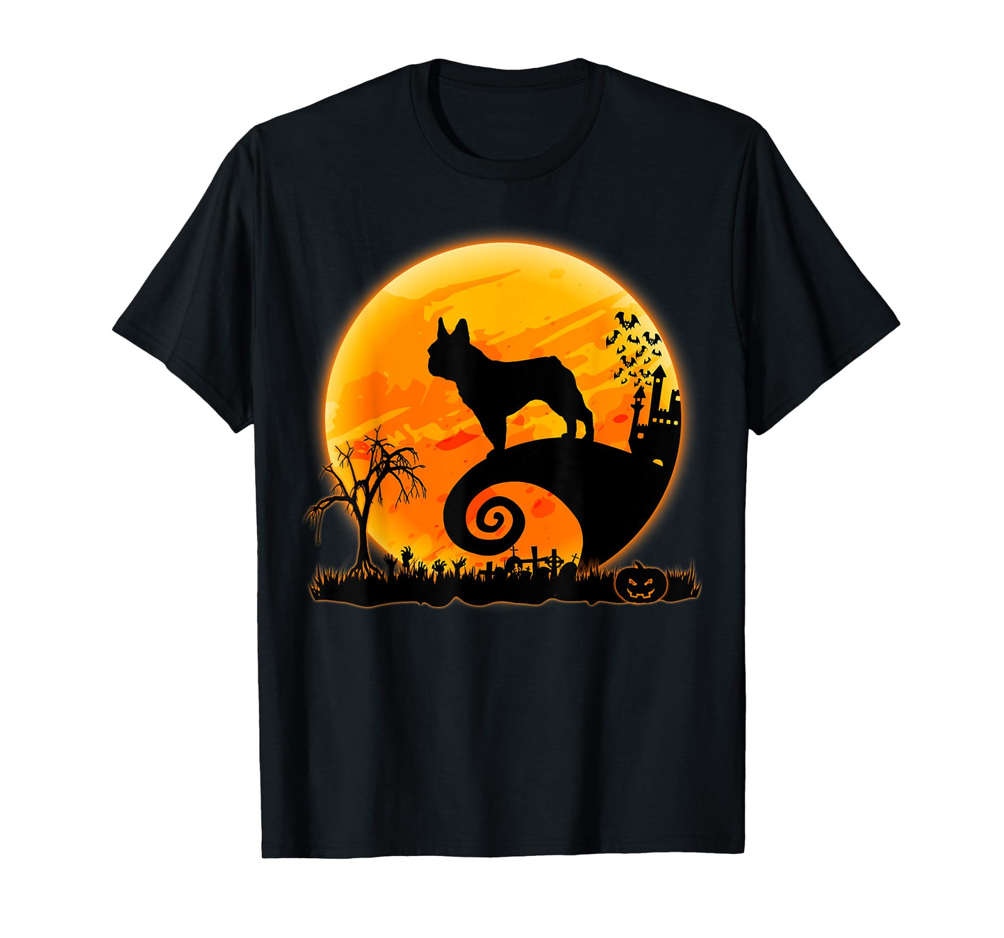 French Bulldog Dog and Moon Funny Halloween Costume T-Shirt