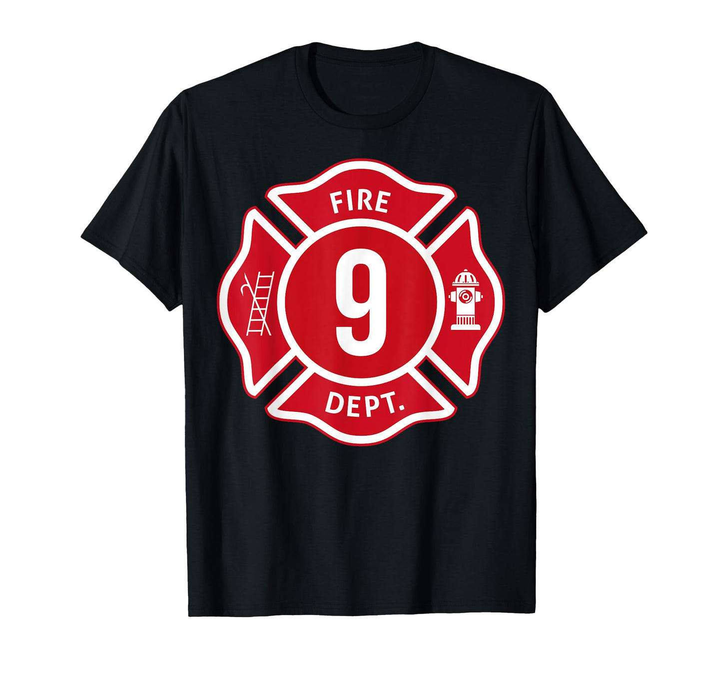 Kids Fire Truck 9th Birthday Boy Firefighter 9 Year Old T-Shirt