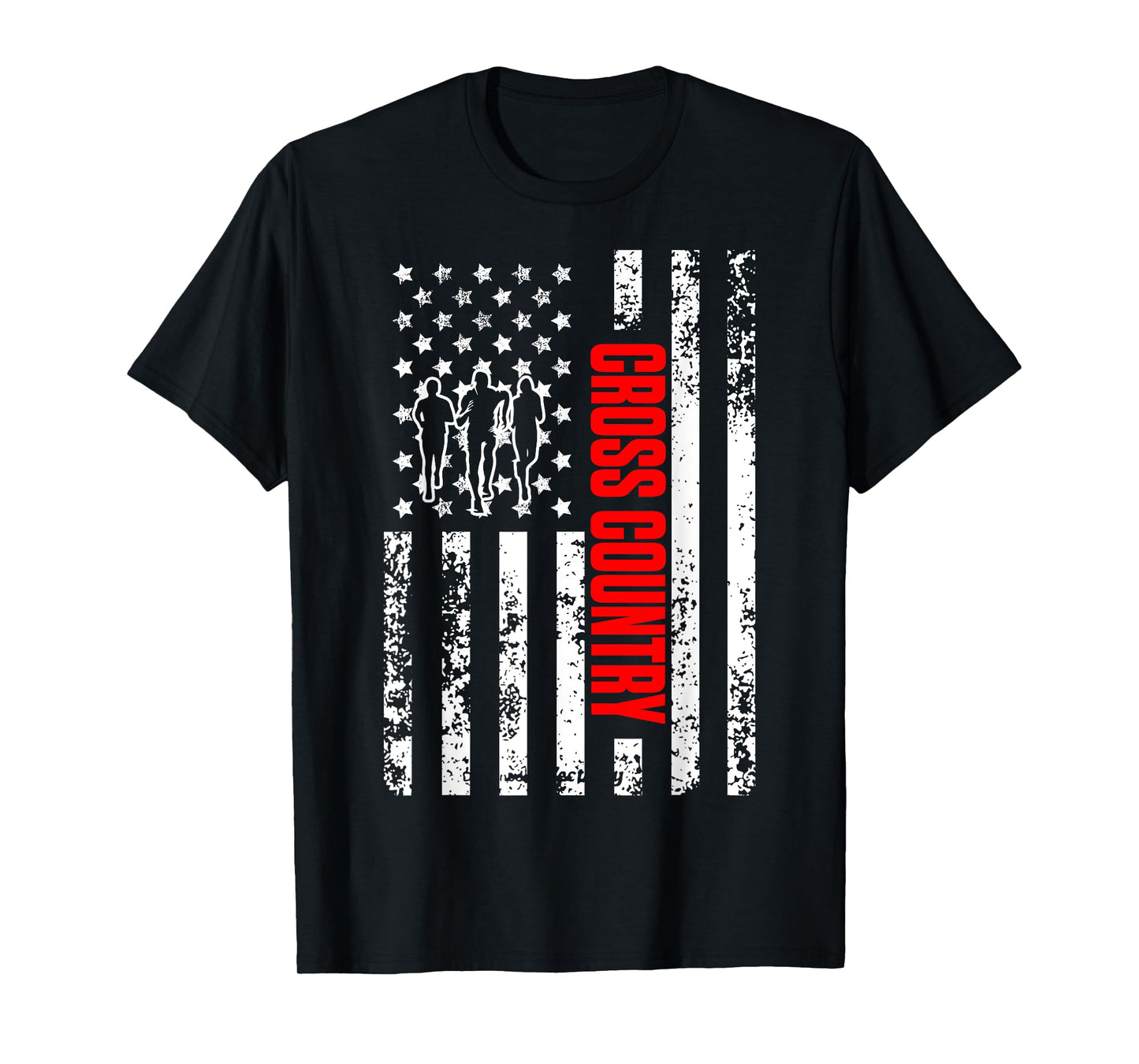 US American Flag Sports Patriotic Cross Country Running Women Girls Kids Men T-Shirt