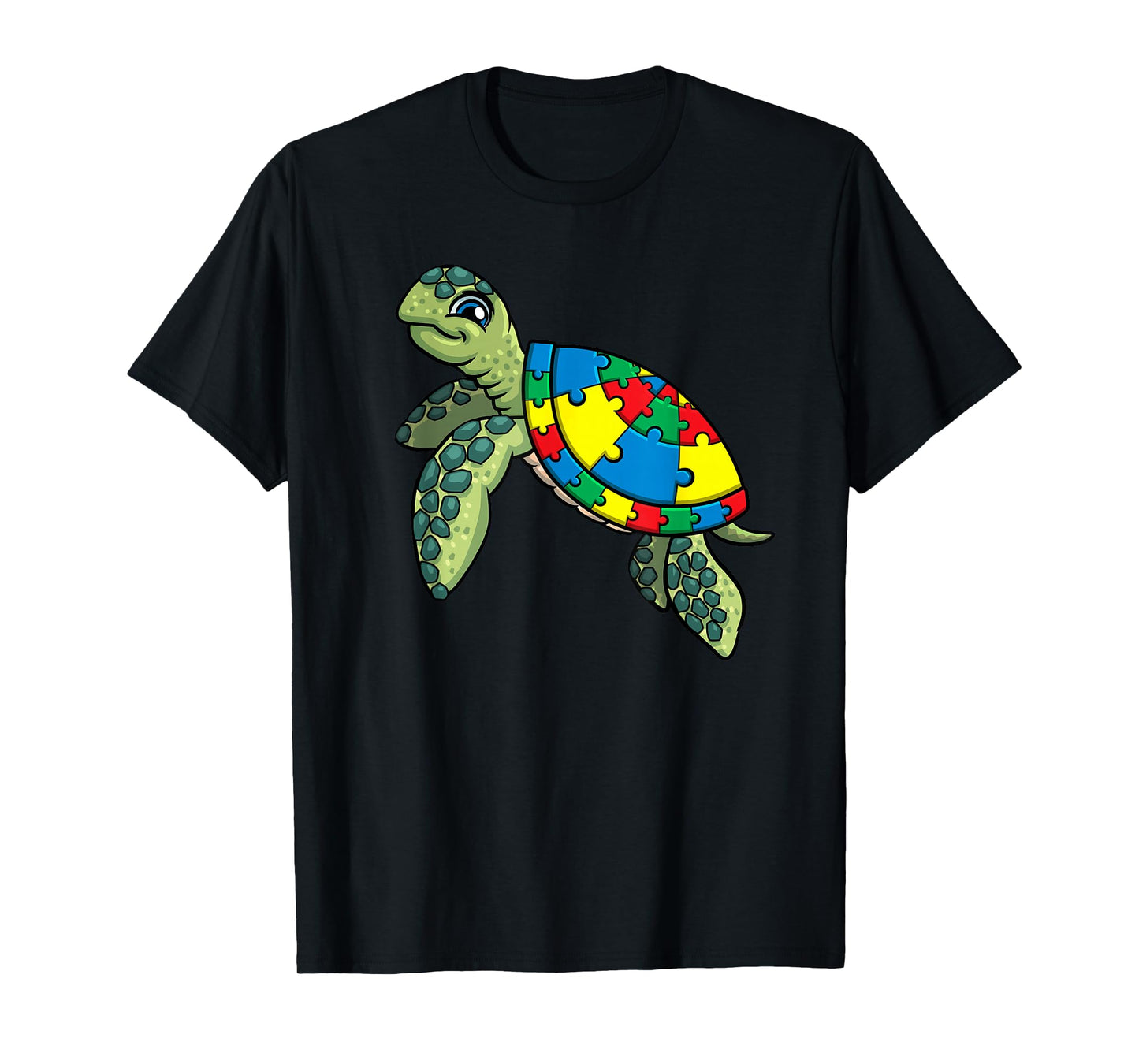 Turtle Puzzle Pieces For Autism Awareness Kids Women Teacher T-Shirt