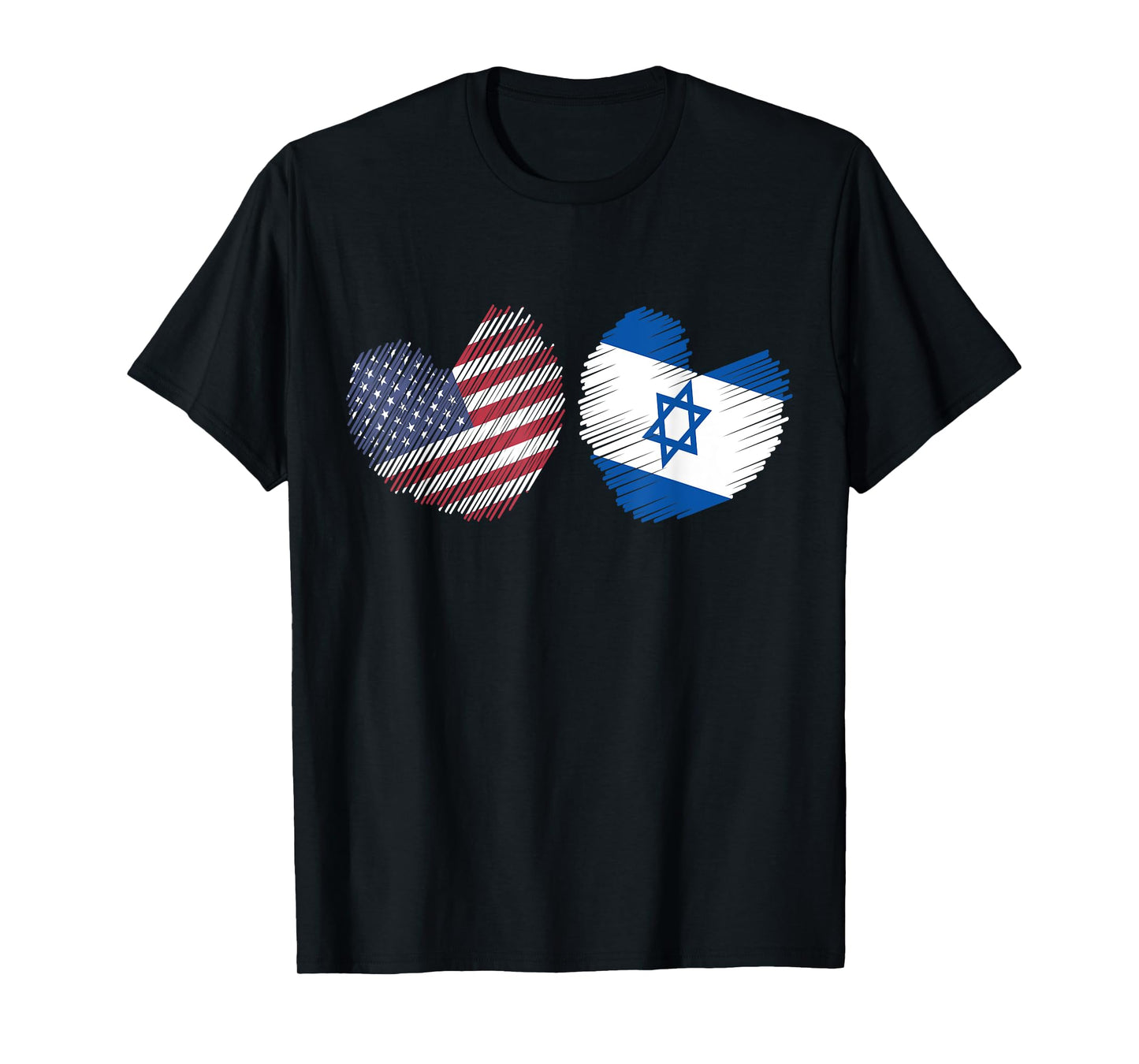 Israel USA Heart American Flag Israeli Flag Love Heart Women Kids Men T-Shirt