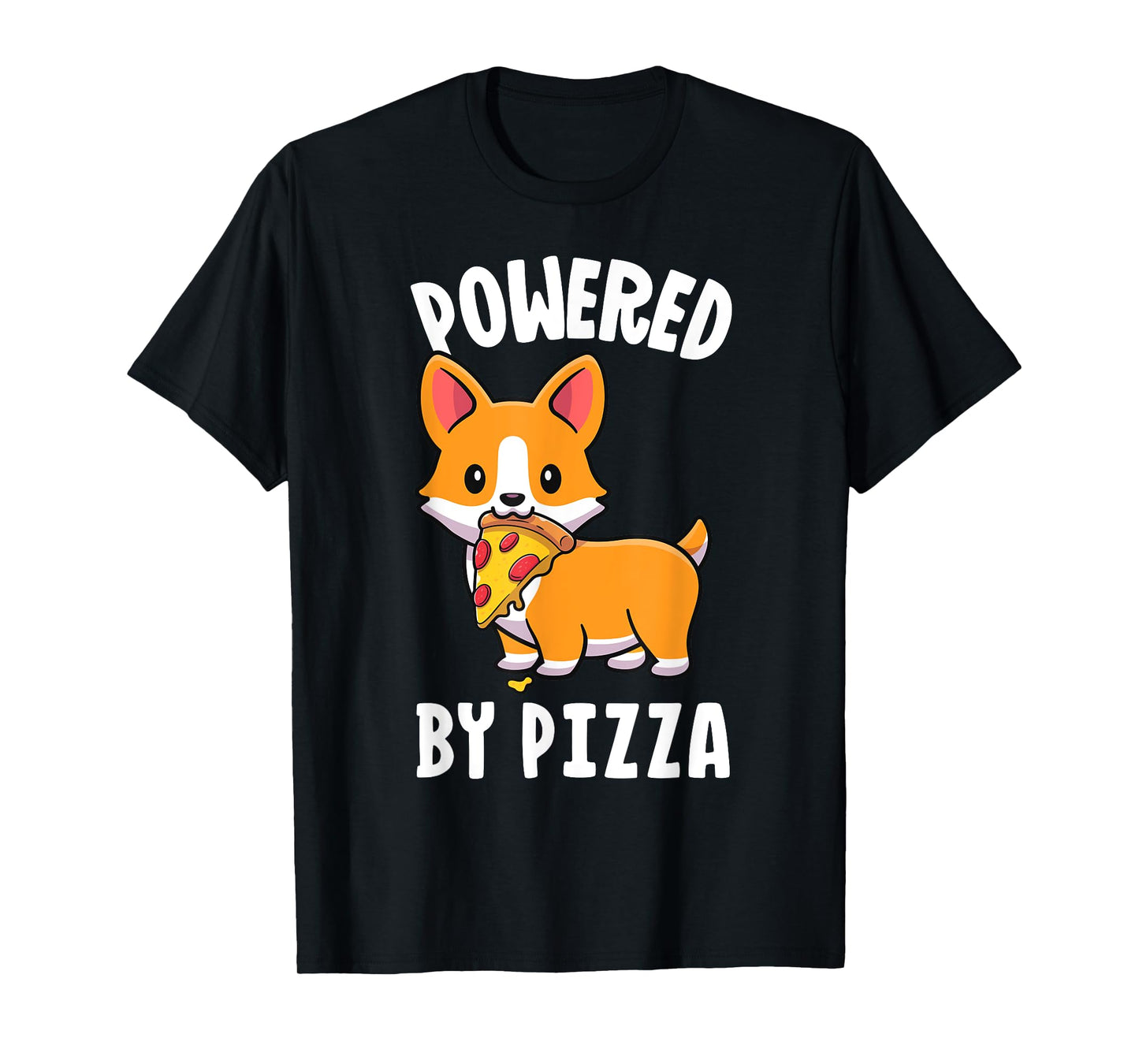 Powered By Pizza Corgi Shirt Dog Funny Corgi Shirt Kids Men T-Shirt