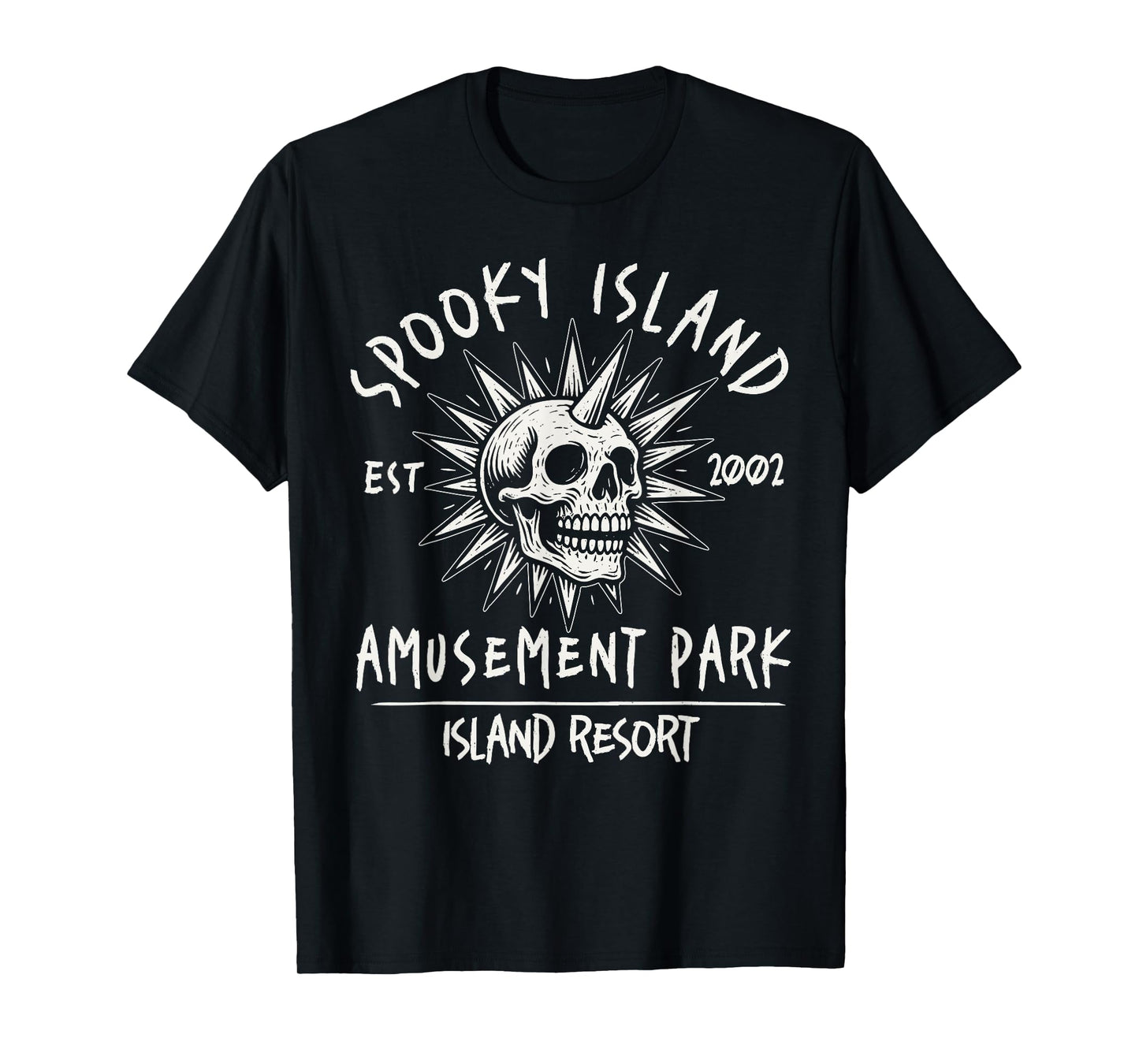 Spooky Island Amusement Park Halloween Skull 90s Summerween T-Shirt