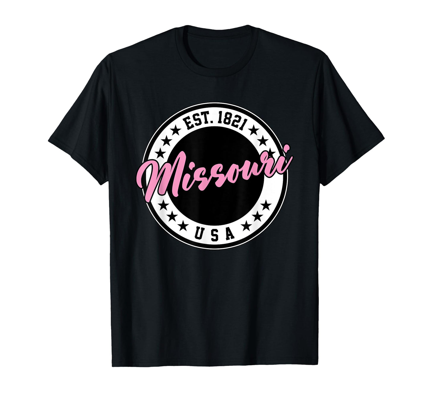 Missouri USA Script Circle Pink Text T-Shirt