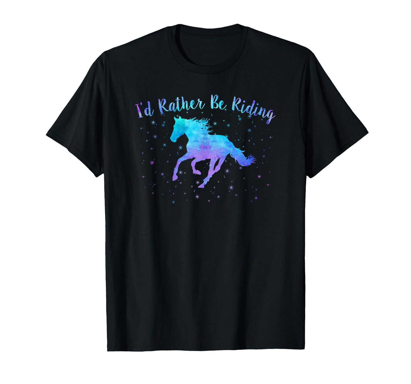 I'D RATHER BE RIDING Horses Teen Girls Women Equestrian Mom T-Shirt