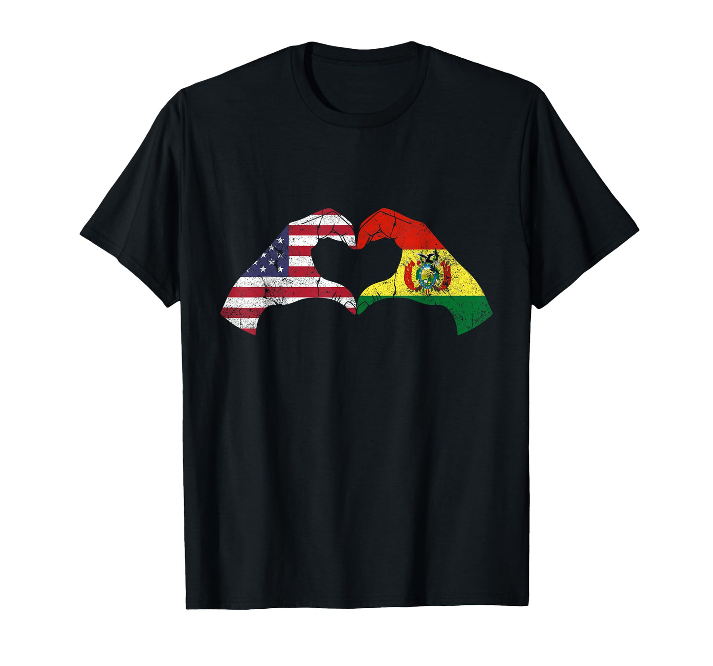 USA Bolivia Hand Flag Heart Bolivian Americans Love T-Shirt