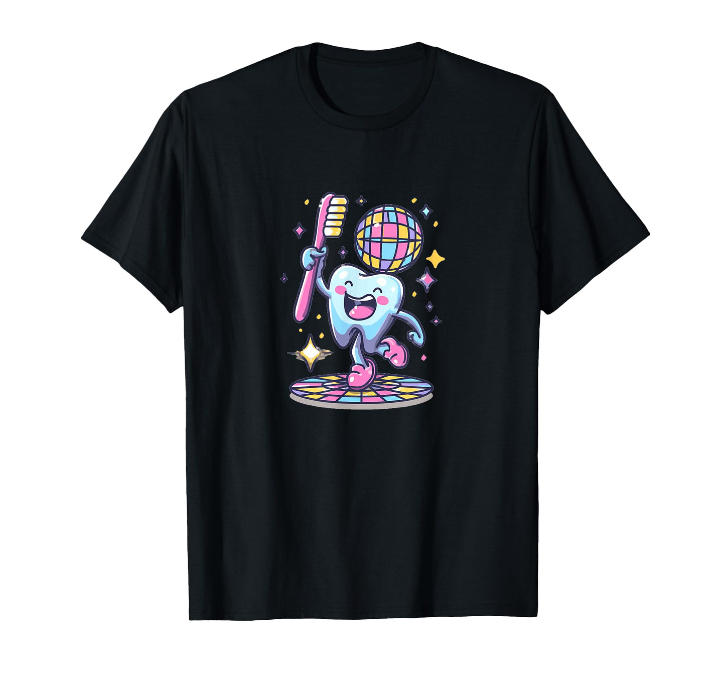 Pretty Tooth in Disco with Toothbrush for Adults and Kids T-Shirt