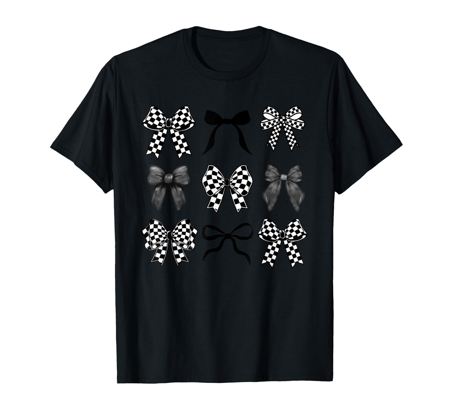 Retro Checkered Bow Look T-Shirt