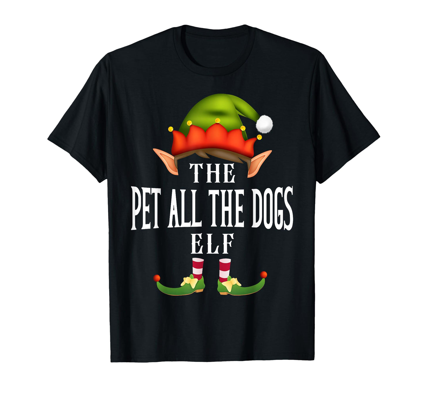 Pet all the dogs Elf Group Funny Christmas Pajama Party T-Shirt