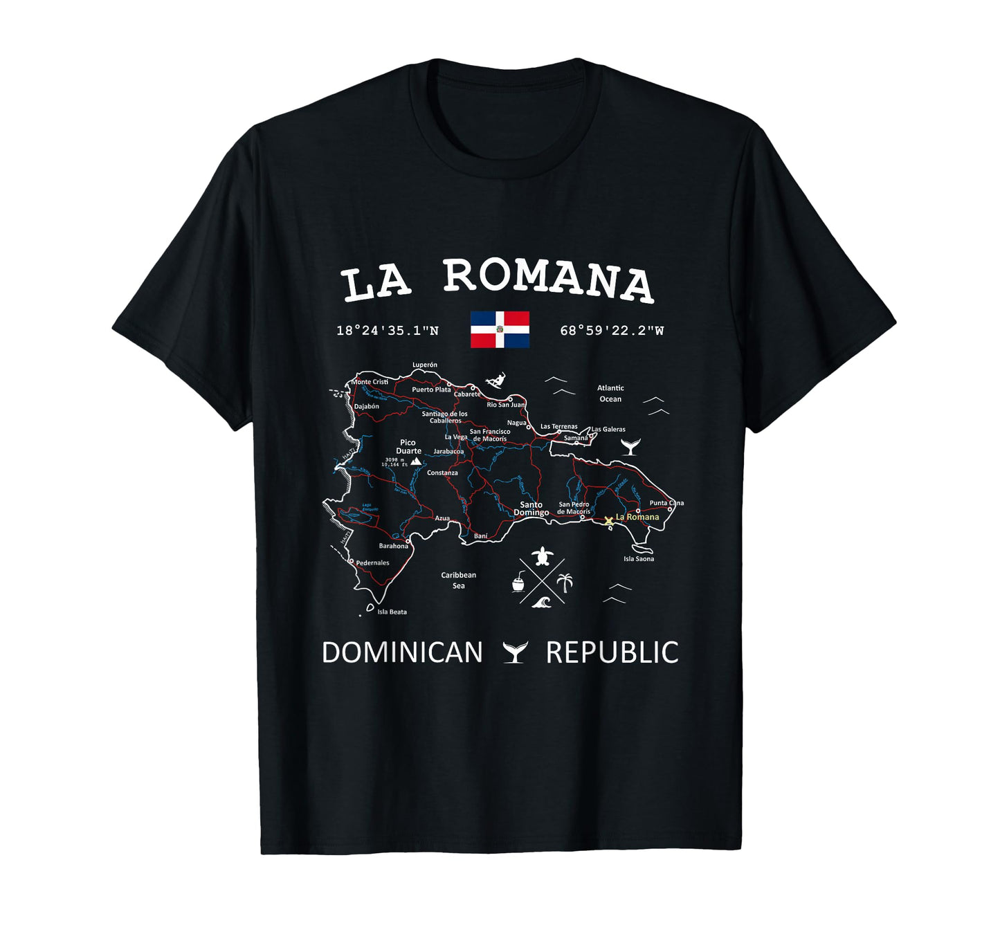 LA ROMANA Dominican Republic Flag Map Coordinates T-Shirt