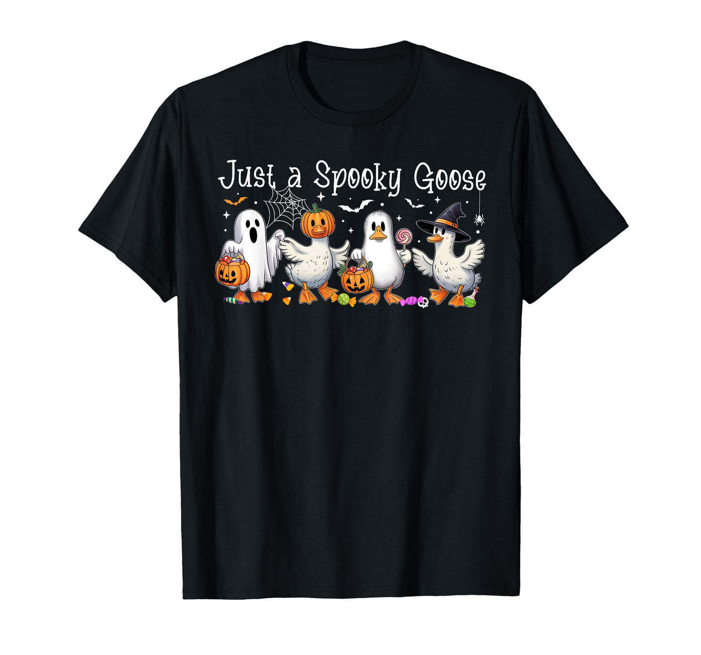 Just A Spooky Goose Halloween Cute Ghost Goose Spooky Goose T-Shirt
