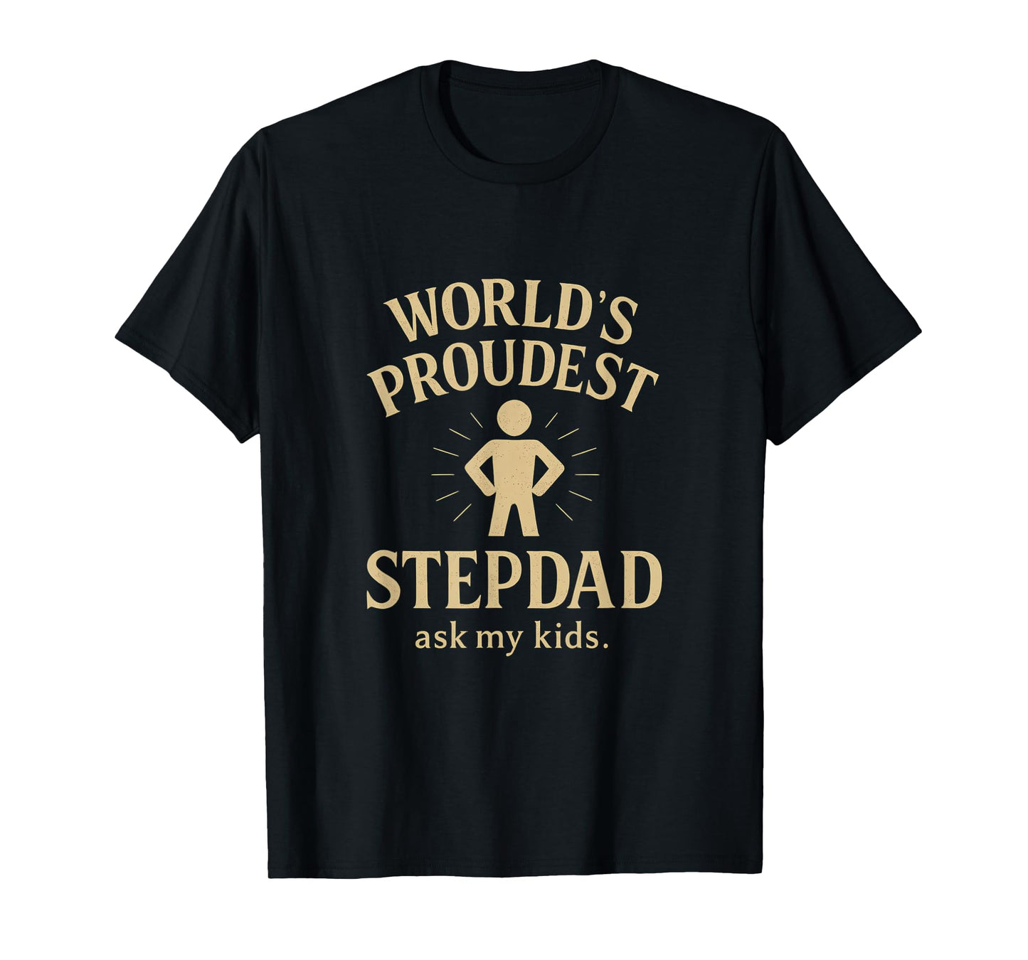 World's Proudest Stepdad Vintage Gold White T-Shirt