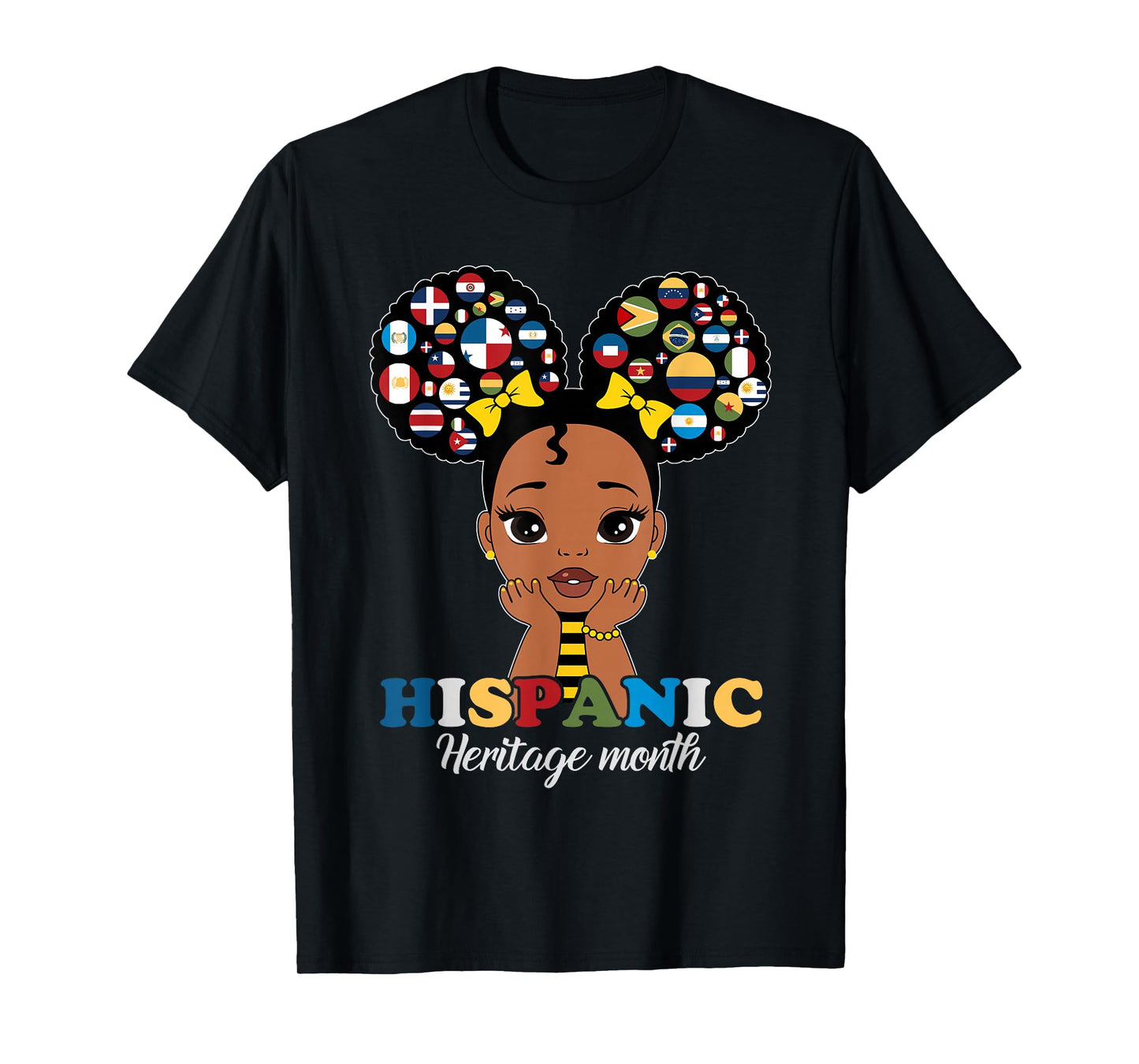 Girls Hispanic Heritage Month Latino Countries Flags Kids T-Shirt