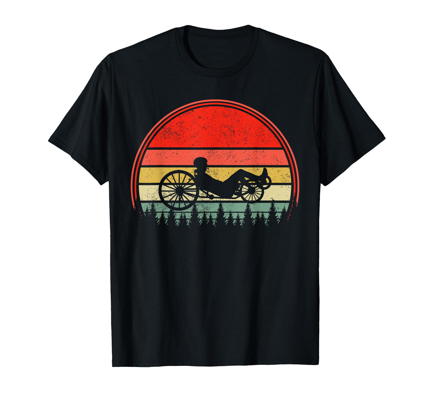 Recumbent Bike Recumbent Trike Vintage Sunset Triker Cyclist T-Shirt
