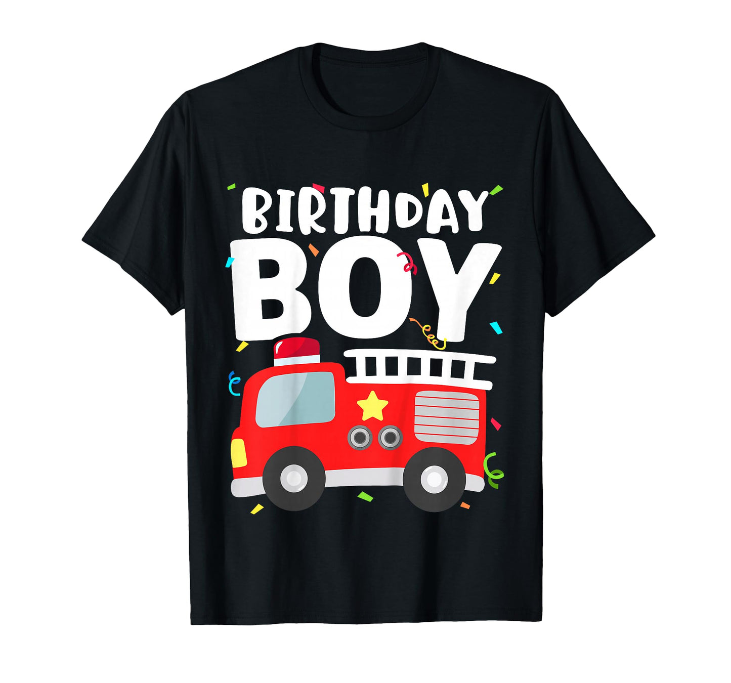 Kids Birthday Boy Fire Truck Party Firefighter Theme Toddler T-Shirt