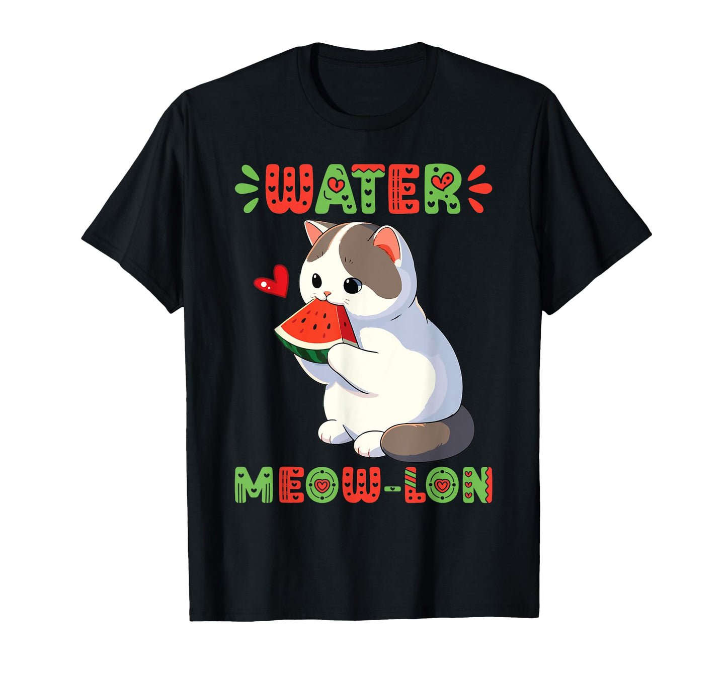 Munchkin Cat Eating Watermelon Summer Vibes Watermeowlon Day Men Women Kids T-Shirt