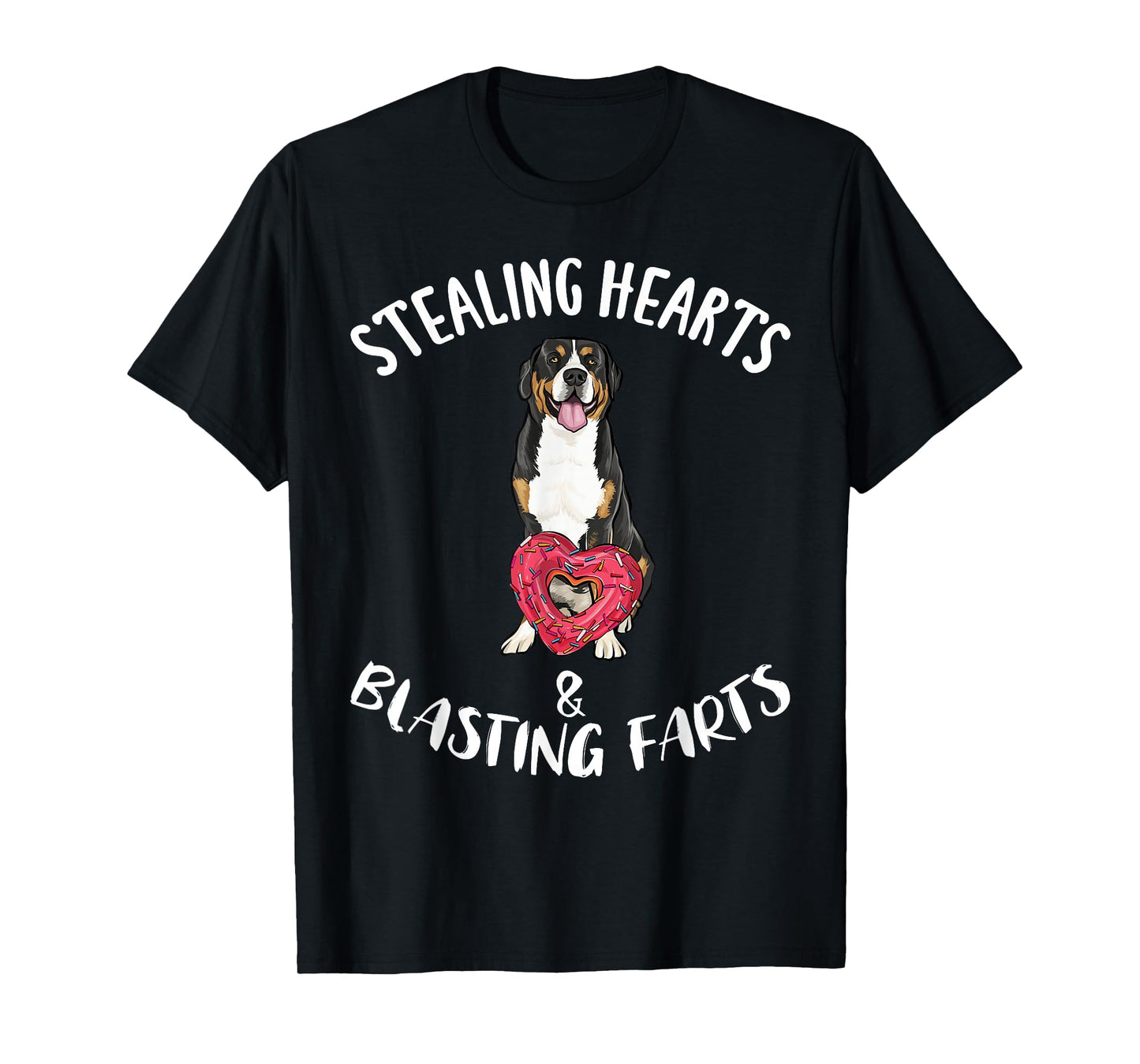Stealing Hearts Blasting Farts Greater Swiss Mountain Dog T-Shirt